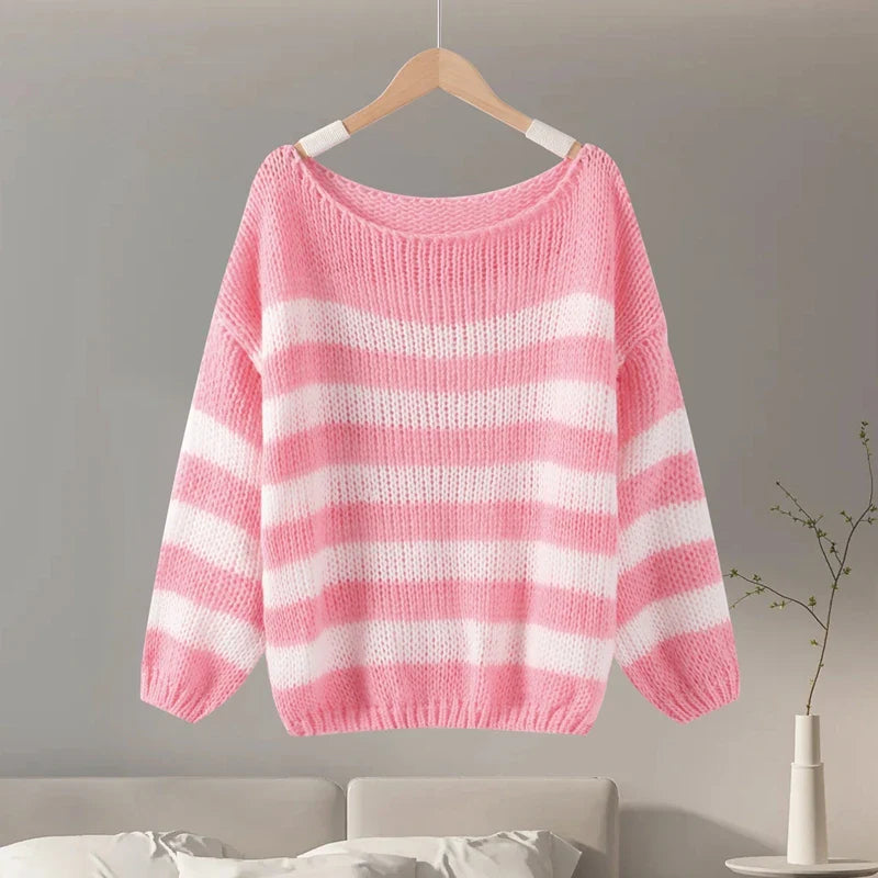 Casual Knitted Striped Autumn Sweater