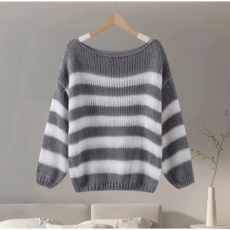 Casual Knitted Striped Autumn Sweater